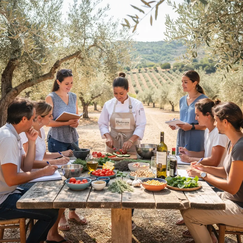 Πιάτο με οργανικά φαγητά και βότανα από ελληνικές παραδόσεις.